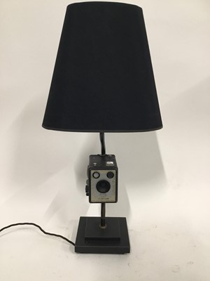 Lot 146 - Vintage Camera (Brownie) lamp with oval cone shade, 63cm high with shade, on 15cm square base