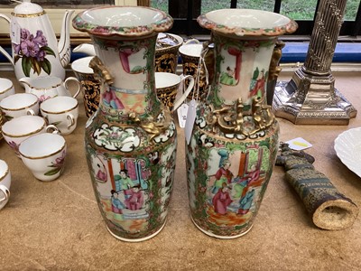 Lot 61 - Near pair of late 19th century Chinese Canton famille rose vases