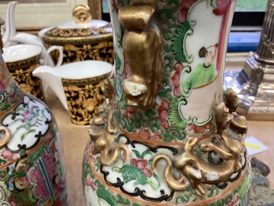 Lot 61 - Near pair of late 19th century Chinese Canton famille rose vases