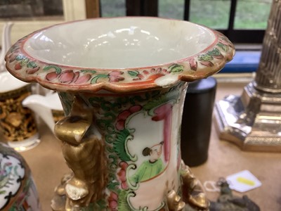 Lot 61 - Near pair of late 19th century Chinese Canton famille rose vases