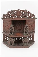 Lot 920 - Antique Burmese carved wood shrine of three...