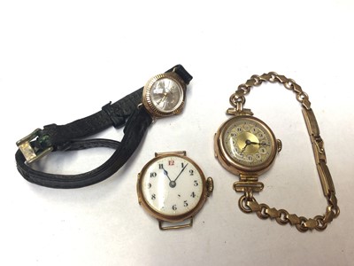 Lot 1015 - Three 9ct gold ladies wristwatches, one on a 9ct gold bracelet