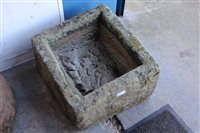 Lot 1756 - Antique carved stone trough or sink 49cm