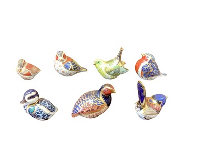 Lot 1281 - Seven Royal Crown Derby bird paperweights