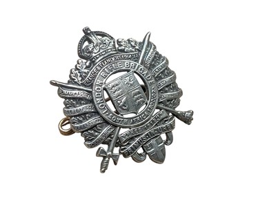 Lot 784 - 1920's London Rifle Brigade Officers silver cap badge, with battle honours up to Ypres 1915, 1917, hallmarked Birmingham 1926.