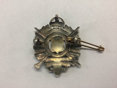 Lot 784 - 1920's London Rifle Brigade Officers silver cap badge, with battle honours up to Ypres 1915, 1917, hallmarked Birmingham 1926.