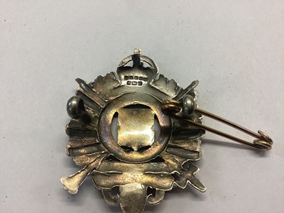 Lot 784 - 1920's London Rifle Brigade Officers silver cap badge, with battle honours up to Ypres 1915, 1917, hallmarked Birmingham 1926.