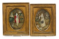 Lot 900 - Fine pair of George III needlework and...