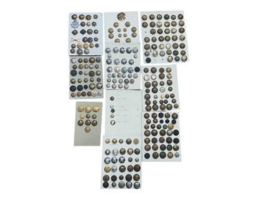 Lot 785 - Group of ten boards mounted with a selection of British Military buttons.