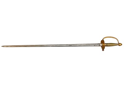 Lot 955 - American Civil War period U.S. sergeants' sword with brass regulation hilt, fullered tapering blade by Ames MFC. Co.Chipopee, Mass. dated 1865.