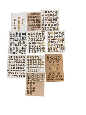 Lot 787 - Group of ten boards mounted with a selection of British Military and other buttons.