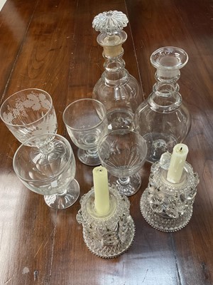 Lot 134 - Collection of 19th century glass including a pair of lustres etc