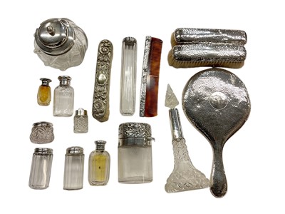 Lot 1092 - Silver and similar dressing table items and cutlery