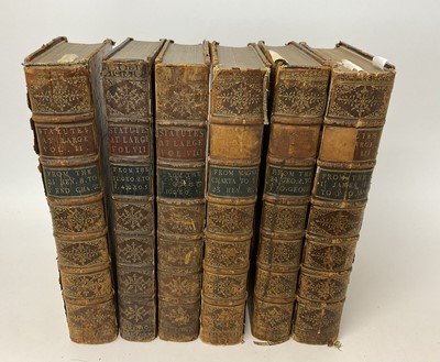 Lot 1631 - Statutes at Large, six volumes, printed by Thomas Baskett, London 1763, folio, in good early decorative bindings