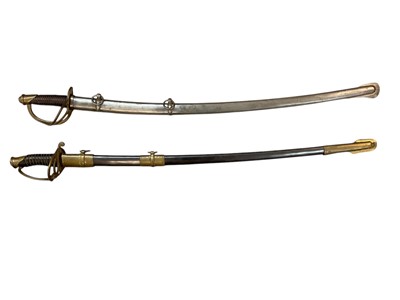 Lot 962 - Two reproduction American cavalry swords with scabbards (2)