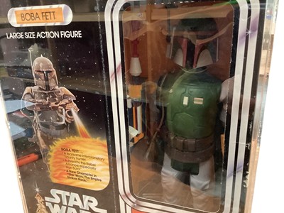 Lot 1728 - Kenner (c1977) Star Wars Boba Fett 13" action figure, with original contents and window box (damage to lid flap & graphics to part), in Perspex display case, No.39140 (1)