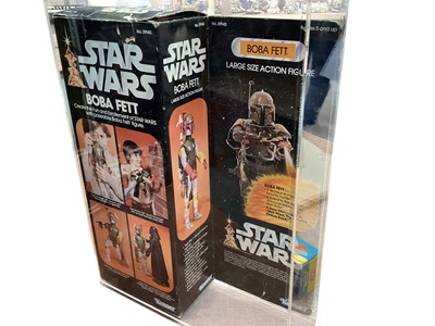 Lot 1728 - Kenner (c1977) Star Wars Boba Fett 13" action figure, with original contents and window box (damage to lid flap & graphics to part), in Perspex display case, No.39140 (1)