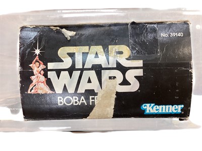 Lot 1728 - Kenner (c1977) Star Wars Boba Fett 13" action figure, with original contents and window box (damage to lid flap & graphics to part), in Perspex display case, No.39140 (1)