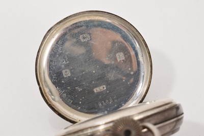 Lot 295 - 1920s Omega silver cased pocket watch by Wehrles Ltd, Kilburn, on a silver watch chain