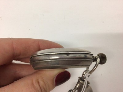Lot 295 - 1920s Omega silver cased pocket watch by Wehrles Ltd, Kilburn, on a silver watch chain
