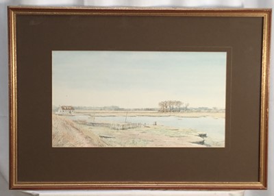 Lot 221 - Elisabeth Turner, pair of watercolours - Kirby-Le-Soken and Great Holland, signed, 22cm x 45cm, in glazed frames (2)