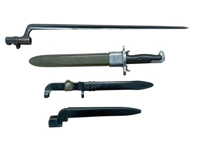 Lot 969 - British No.9 bayonet with scabbard, American bayonet and two others (4)