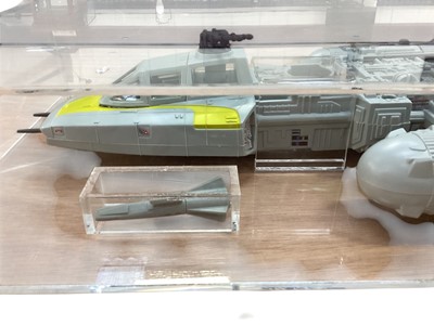 Lot 1734 - Kenner (c1983) Star Wars 3" 3/4" Scale UK Graded 80% Y Wing Fighter, with original bomb, in Acrylic display case (1)