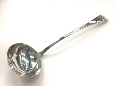 Lot 1032 - George III silver Old English pattern soup ladle