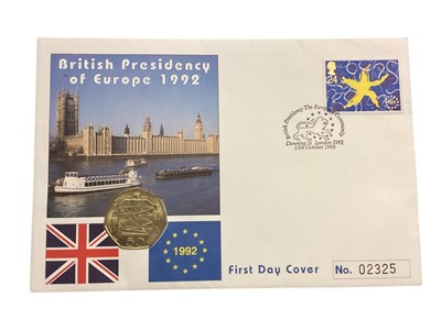 Lot 693 - 50p on cover 1982 EU coin