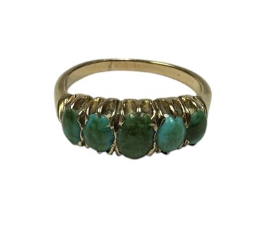 Lot 237 - Edwardian gold five stone turquoise ring, unmarked