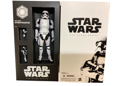 Lot 1744 - Hasbro Star Wars The Black Series Din Djardin (The Mandalorian) & the Child action figure & First Order Stormtrooper, both boxed (2)