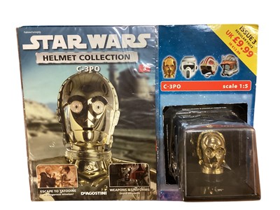 Lot 1746 - DeAgostini Star. Wars Helmet Collection including C-3PO, Anakin Skywalker Podracer & AT-AT Pilot with magazine attached (3)