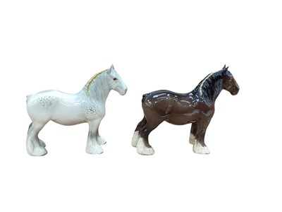 Lot 1293 - Beswick Shire Mare, model 818, designed by Arthur Gredington, together with another Shire (2)