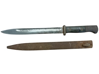 Lot 994 - First World War Imperial German S14 Bayonet, the blade stamped S/173G, 3733, in scabbard, top of scabbard missing.