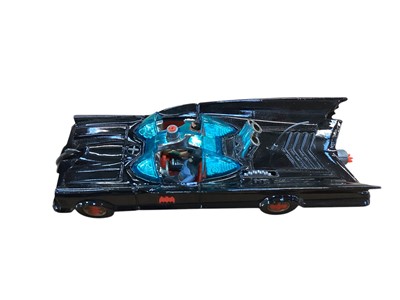 Lot 1754 - Corgi diecast 1966 First Issue Batmobile No.267 & 1968 First Issue Batboat & Trailer No.107, both boxed, plus autographed Batman (Adam West) & Robin (Burt Ward) framed photograph, 41...