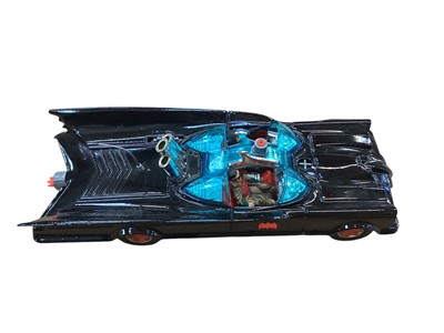 Lot 1754 - Corgi diecast 1966 First Issue Batmobile No.267 & 1968 First Issue Batboat & Trailer No.107, both boxed, plus autographed Batman (Adam West) & Robin (Burt Ward) framed photograph, 41...