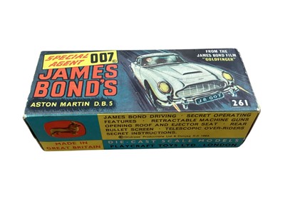 Lot 1755 - Corgi 1967 diecast 007 James Bond Gold Aston Martin DB5, boxed No.261 & Ideal King of the Stuntmen Evel Knievel Funny Car, boxed (poor) No.4306-7