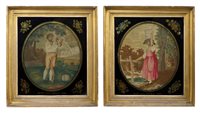 Lot 934 - Fine and rare pair of George III silkwork...