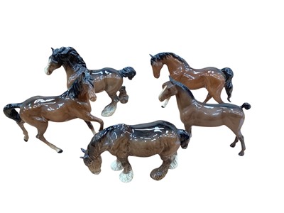 Lot 1302 - Five various brown Beswick horses