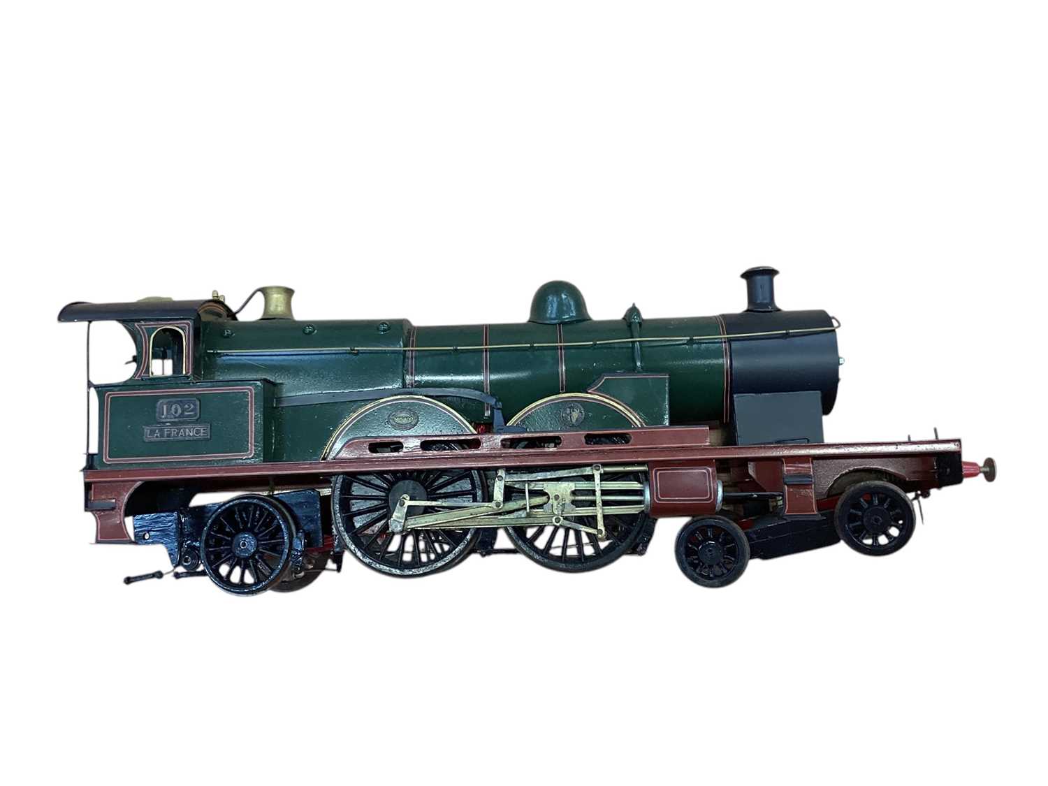 Lot 1781 - Railway O gauge scratch built locomotive & tender 4-4-2 LA France No. 102 plus GNR Stirling single No.1