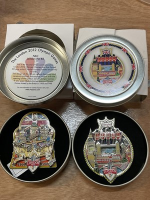Lot 2601 - Extensive collection of London 2012 Olympic related memorabilia to include large collection of Olympic enamel badges, two limited edition enamel plaques by Charles Fazzino, in original tin boxes...