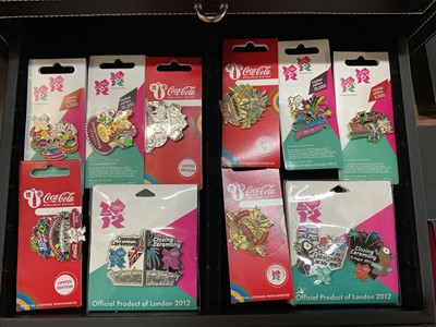 Lot 2601 - Extensive collection of London 2012 Olympic related memorabilia to include large collection of Olympic enamel badges, two limited edition enamel plaques by Charles Fazzino, in original tin boxes...