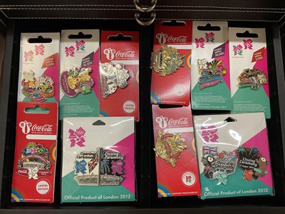 Lot 2601 - Extensive collection of London 2012 Olympic related memorabilia to include large collection of Olympic enamel badges, two limited edition enamel plaques by Charles Fazzino, in original tin boxes...