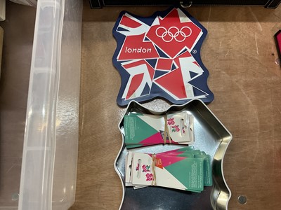 Lot 2601 - Extensive collection of London 2012 Olympic related memorabilia to include large collection of Olympic enamel badges, two limited edition enamel plaques by Charles Fazzino, in original tin boxes...