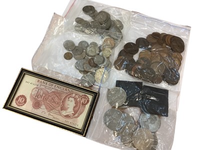 Lot 577 - World - Mixed coinage to include G.B. pre 1947 silver estimated face value £2.70 & other issues (Qty)