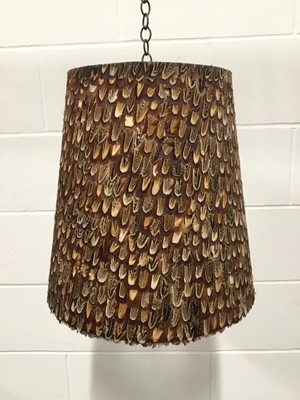 Lot 169 - Pheasant feather tapered lamp shade, 36cm high