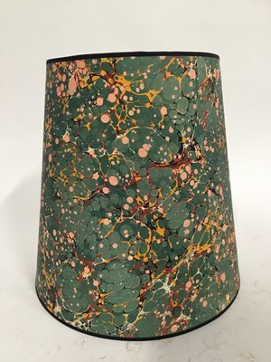 Lot 185 - Green marbled paper tapered lamp shade, 36cm high