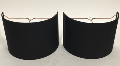 Lot 191 - Pair of half drum black lamp shades, 25.5cm high