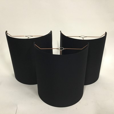 Lot 195 - Three half drum black lamp shades, 41cm high