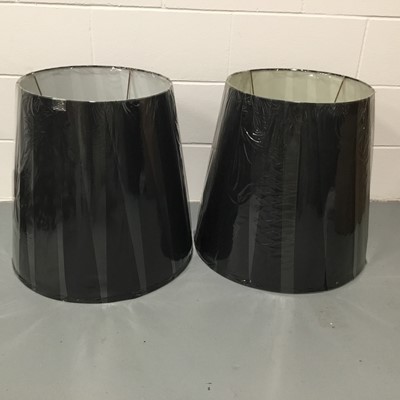 Lot 198 - Pair of extra large black lamp shades, 54cm high